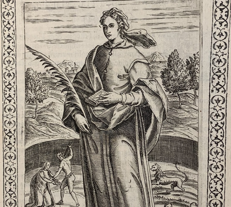 Engraving of Saint Evfemia from a 16th-century Italian book.